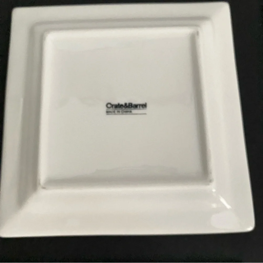 Crate & Barrel Set of 6 Small 6X6 White Appetizer Plates Modern Elegant Dining